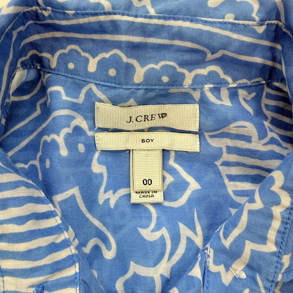 J. Crew‎ Womens Blue White Paisley Cotton Silk Button Down Shirt Size 000